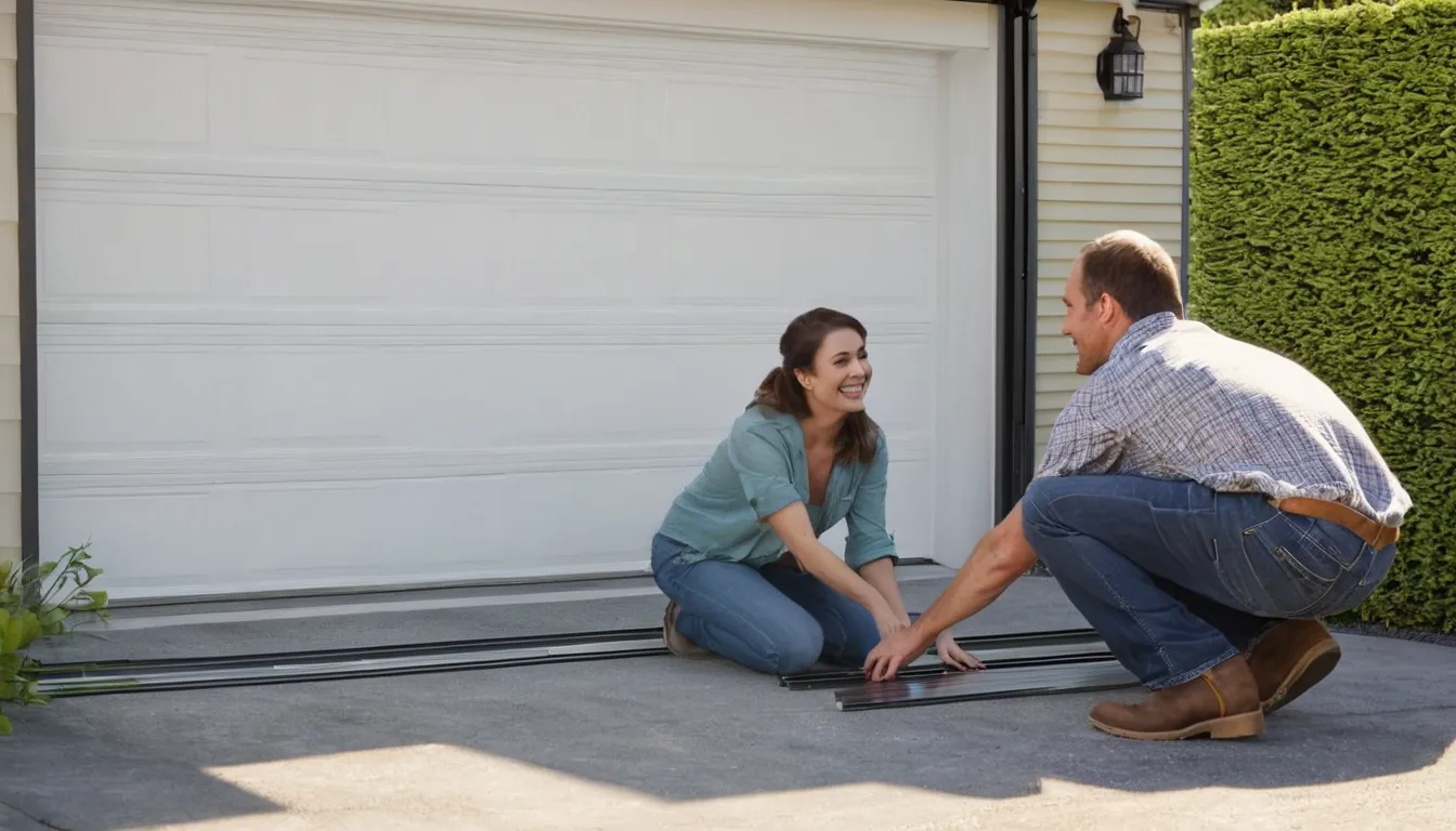 A provider checking garage door tracks for a homeowner in the Pasadena area